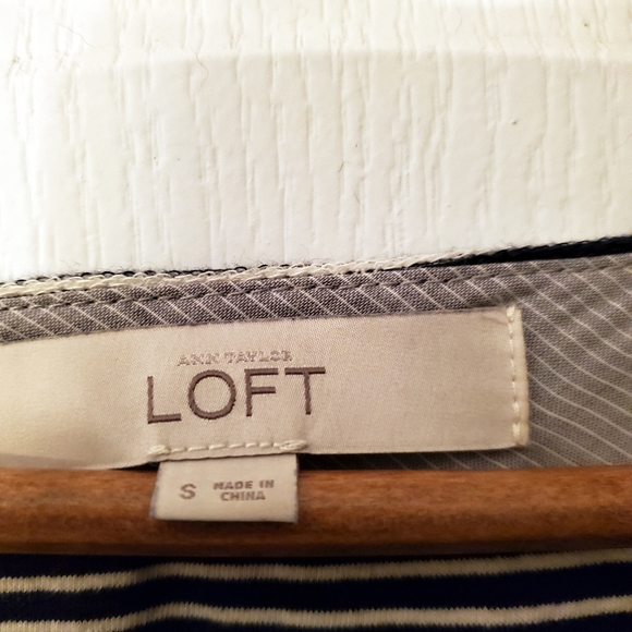 Ann Taylor Loft Navy Blue White Striped cotton blend Sheath Dress S - Picture 4 of 6